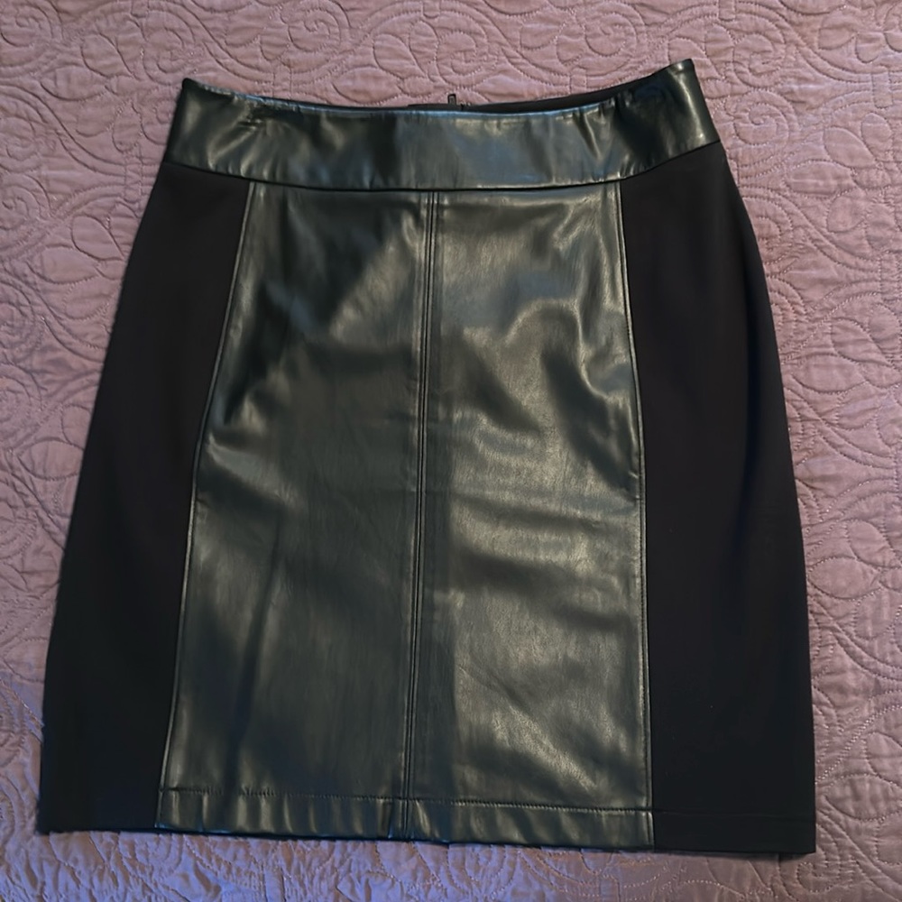 Cabi Black Leather Panel Skirt